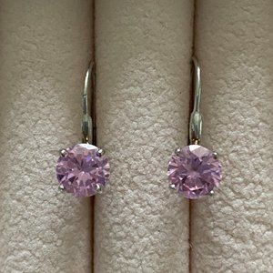 Cute Pink Gem Drop Earrings